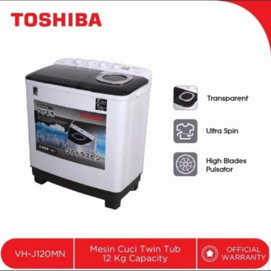 Mesin Cuci Toshiba 2 Tabung 12KG VHJ120MN Twin Tub Toshiba VHJ 120MN