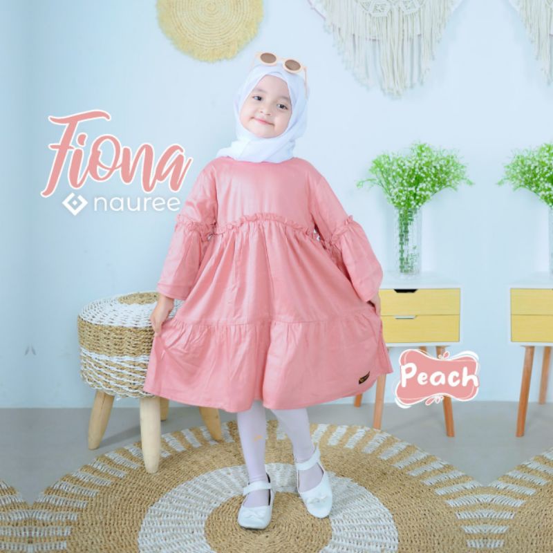 Nauree - Fiona Dress Anak Perempuan Bahan Rayon Twill Warna Khaki Peach Wardah Sage Ukuran S M Tidak Menerawang Tekstur Licin Halus Lembut Untuk Umur 1 2 3 4 5 6 Tahun Lengan Panjang Soft Premium Lembut Adem Dingin Nyaman