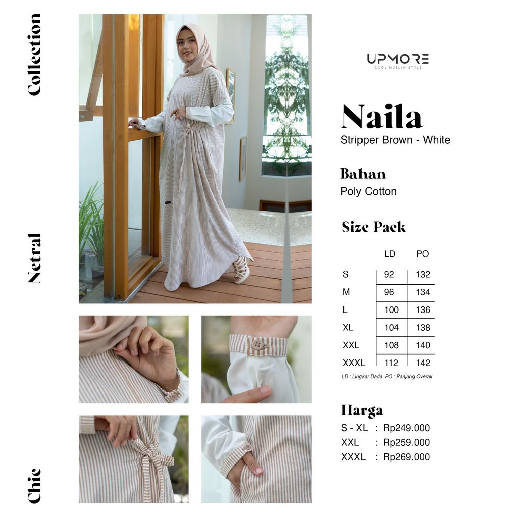 NEW Gamis Katun Original UPMORE NAILA ( Grey, Brown )