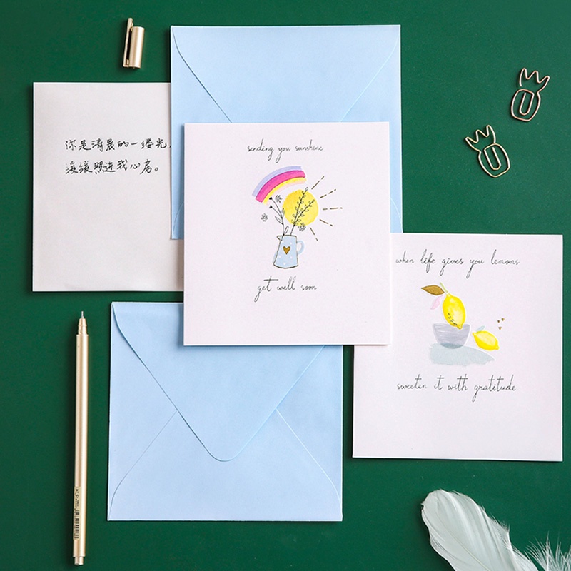 Simple Mini Mixed-Pattern Blank Square Greeting Cards with Envelope
