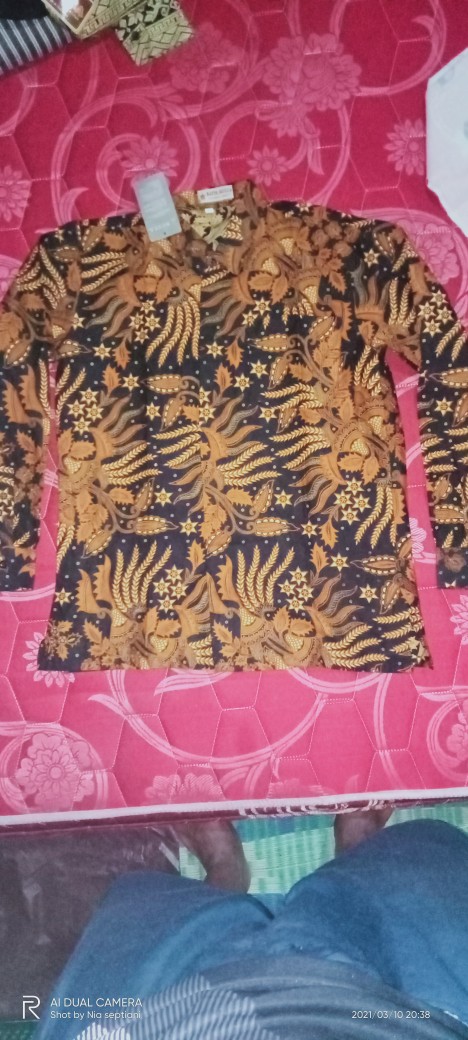 Ruzza Kemeja Batik Pria Lengan Panjang Motif Sogan Songket Size M L Xl