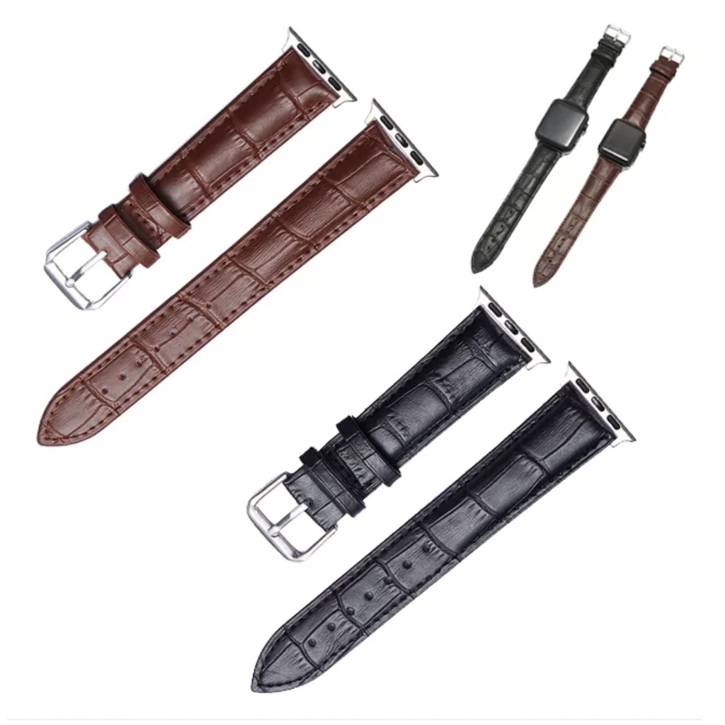 Tali Jam Kulit Leather Alligator Pattern Strap For Apple Watch 45mm 44mm 42mm 41mm 40mm 38mm