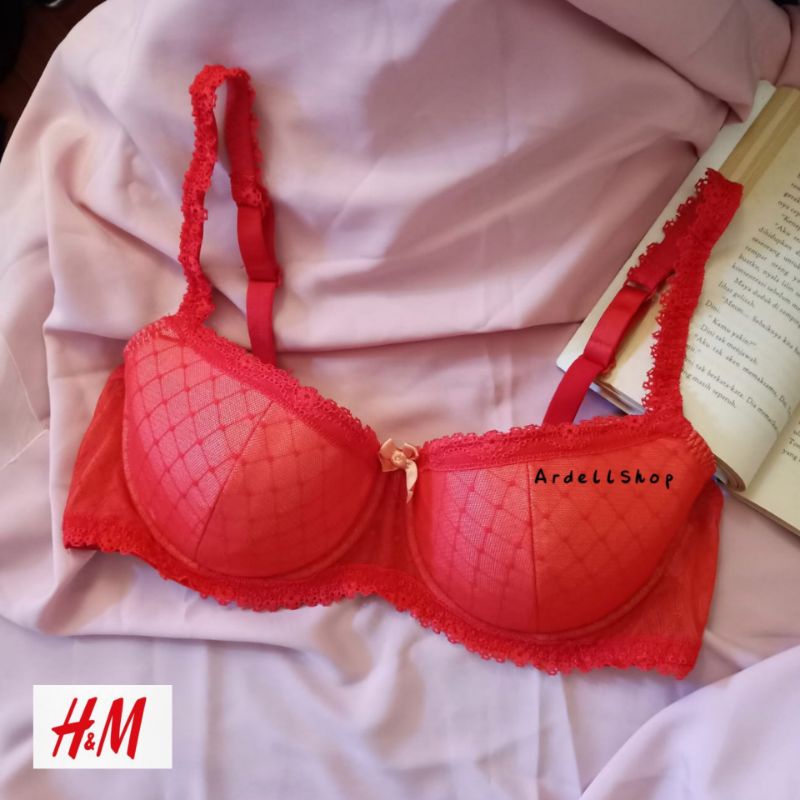 Bra H&M Original Renda Merah 36C / Bra Kawat Support Nyaman Wanita