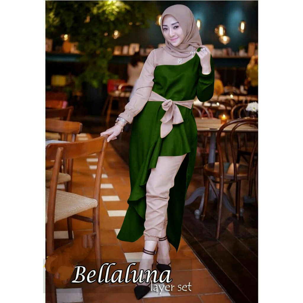 [St.Bellaluna1 RO]setelan wanita mosscrepe Varian warna