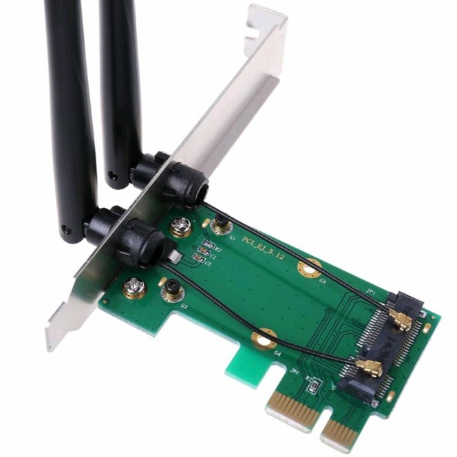 Wifi adapter card pcie x1 to mini pcie with antenna wireless network