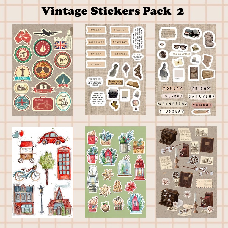 

[PART 2] Vintage Stickers stiker vintage aesthetic jurnal estetikstiker murah/stiker lucu