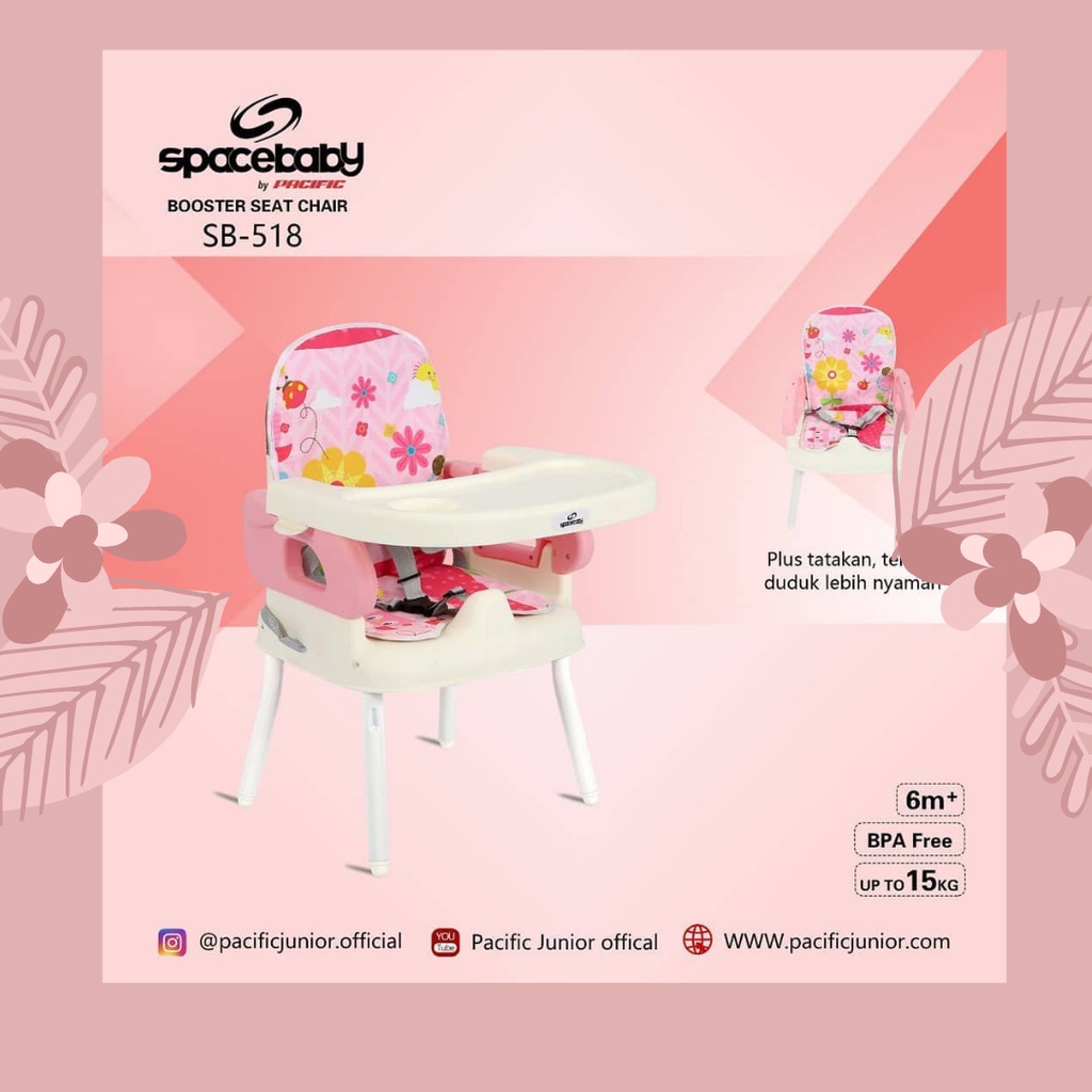 SPACE BABY BOOSTER SEAT CHAIR SB-518 Kursi Makan Anak SB 518 Spacebaby pink