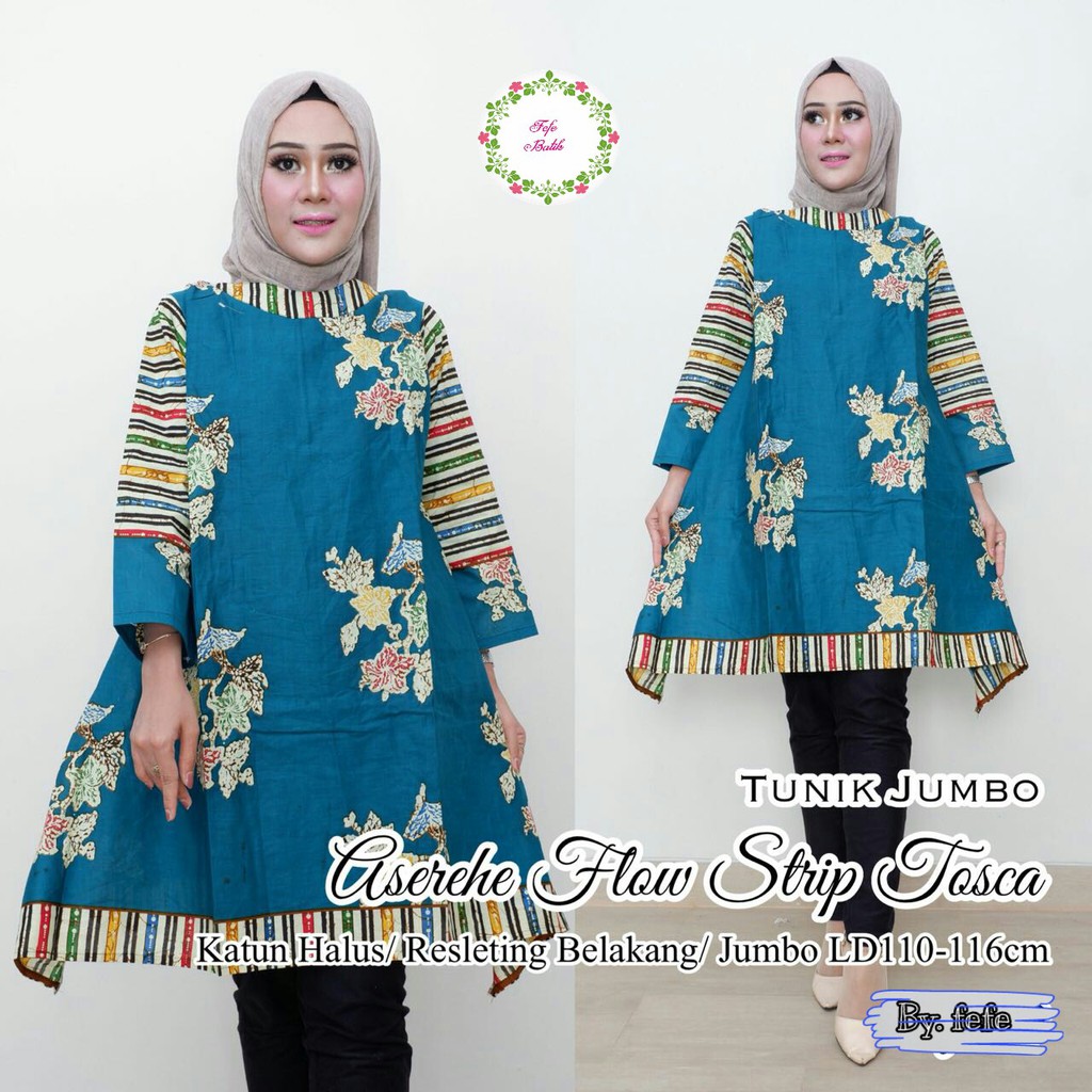 BAJU BATIK WANITA MODEL TUNIK JUMBO TERBARU