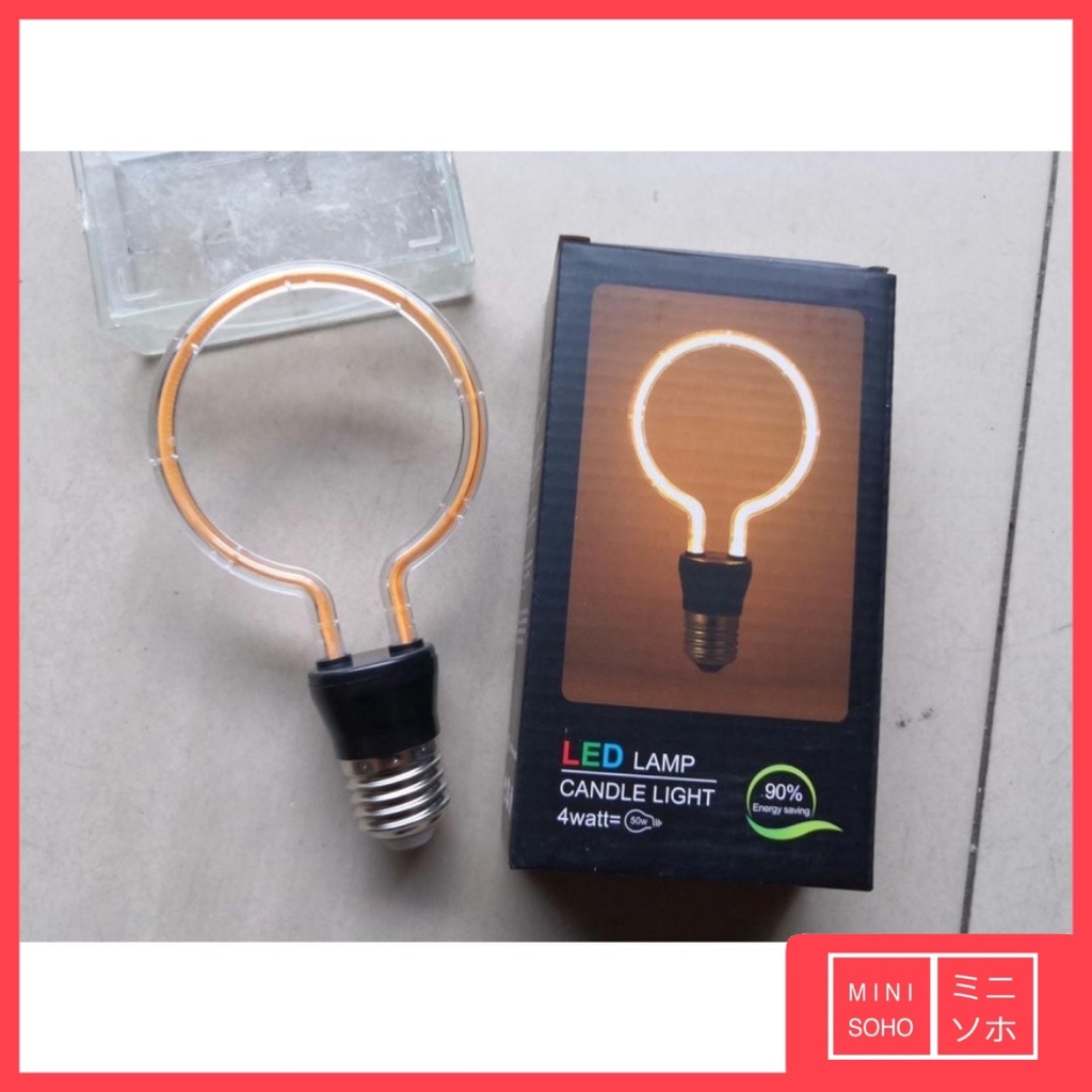 Lampu LED Filamen Candle Light 4W Watt E27 WARM WHITE Filament Cafe Edison Bulb Bohlam kafe