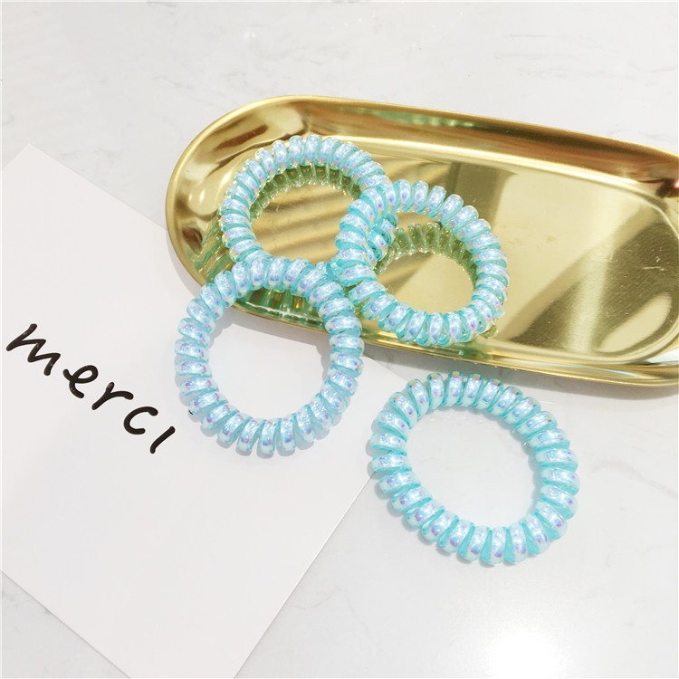 Lolita Japanese Girl Fantasy Phone Coil Mermaid Color Flash Transparent Laser Hair Rope Head Rope Hair Accessories