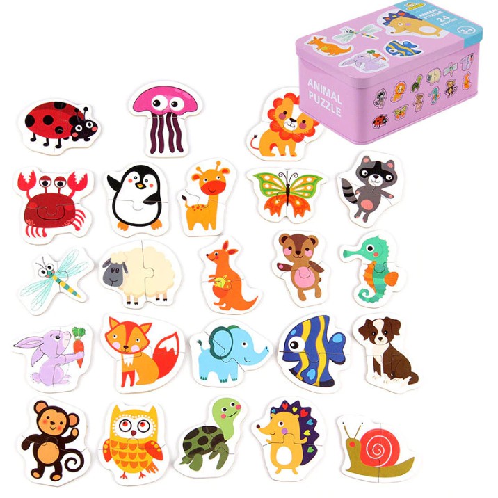 24 Mini Puzzle Wooden Puzzle Anak Puzzle Kayu Jigsaw Puzzle Mainan Balita Mainan Edukasi Anak