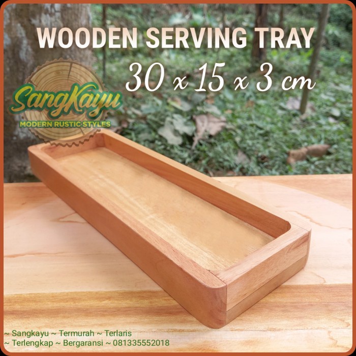 wooden tray 30x15x3cm nampan kayu nampan serving tray nampan saji - KAYU MAHONI