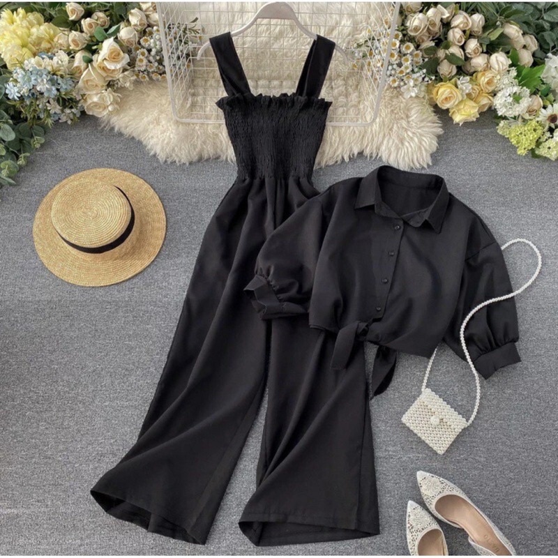 ONE SET LETASIA JUMPSUIT WANITA SET MOSCREPE PREMIUM / BAJU SETELAN WANITA TERBARU