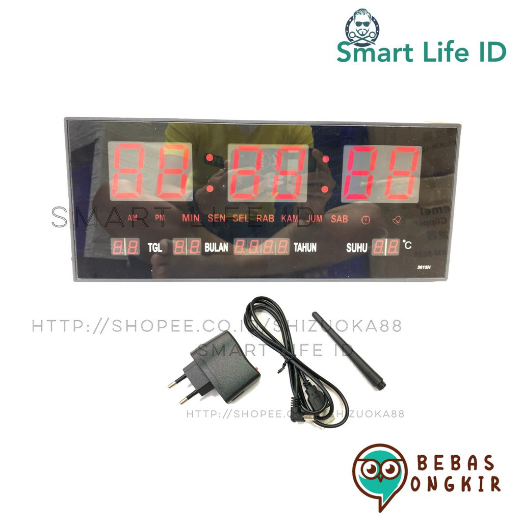 Jam Dinding LED Digital Alarm Clock Jam Meja Dekorasi Hiasan Dinding Rumah XY 3615 Merah