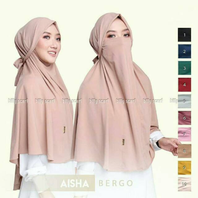Hijab Niqab Jilbab Masker Billy Scarf Kerudung Aisha Bahan Jersey