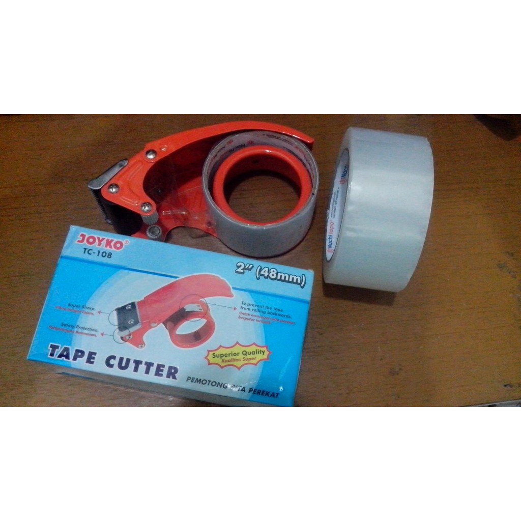 

paket lakban & alat potong lakban (bahan metal) tape cutter ukuran 2