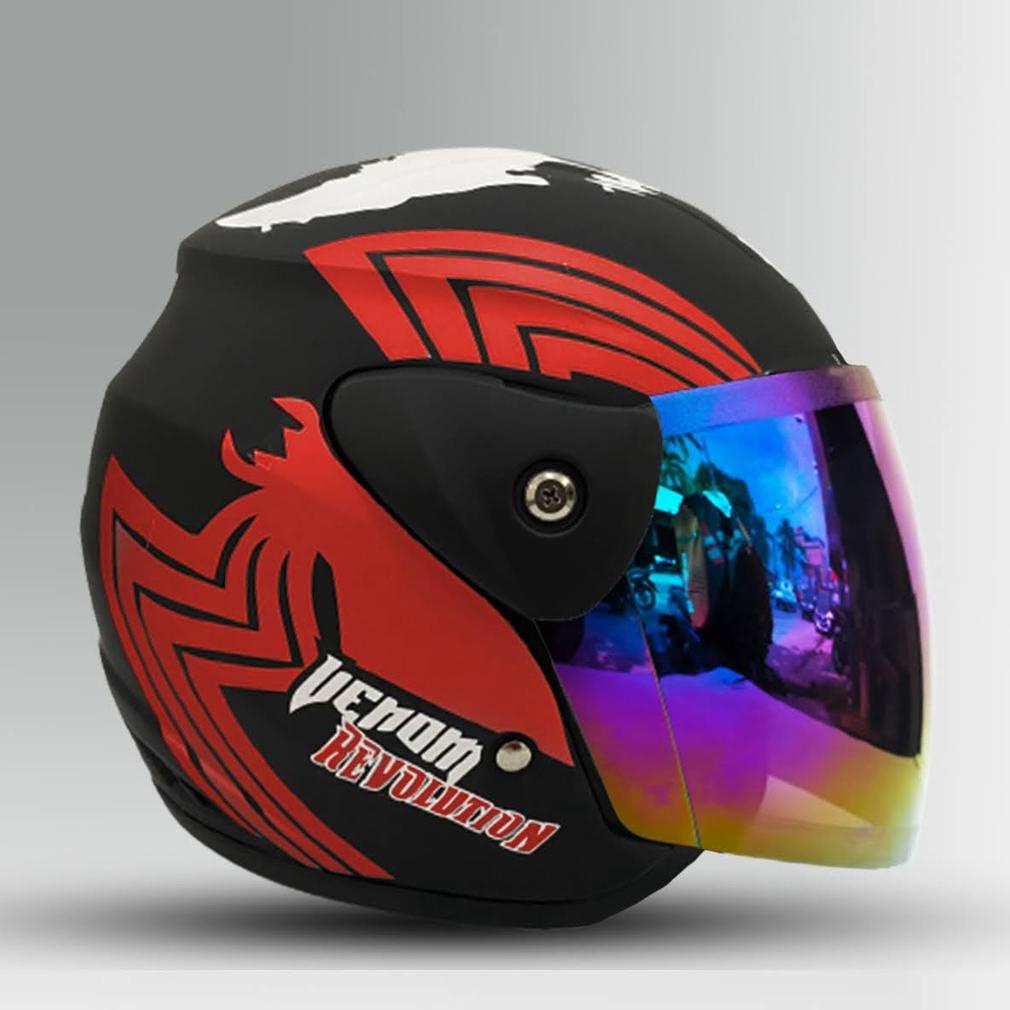 Helm Evolution Half Face Motif Venom Mirip Seperti Helm Gm Original Untuk Pria Dan Wanita Dewasa Cod