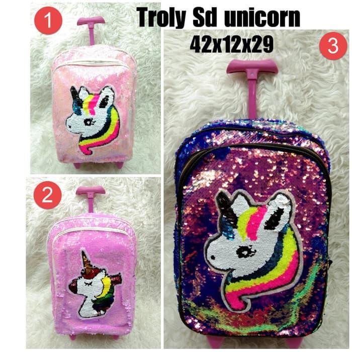 Gadis Anak Tas Troli Anak Perempuan Sekolah Dasar 1-3-5-6 Kelas 6 TY843 Troly Sd Unicorn Sequin Ran