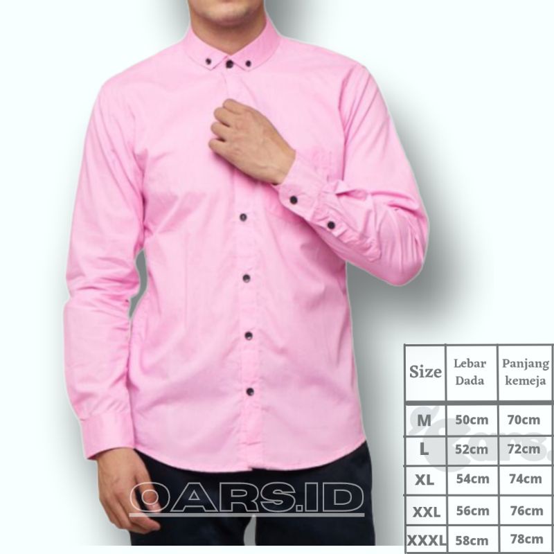 Oars.ID kemeja pink softpink ping polos pria lengan pendek dan panjang - kemeja murah - pakaian warna pink - pakaian pria