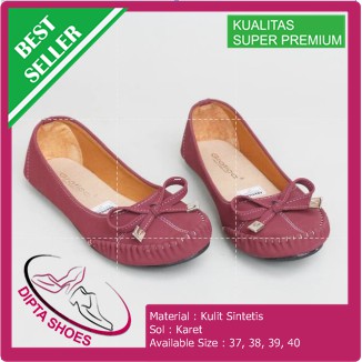 YUMEIDA SHOES / SEPATU FLAT WANITA / JELLY SHOES - Merah Muda, 36