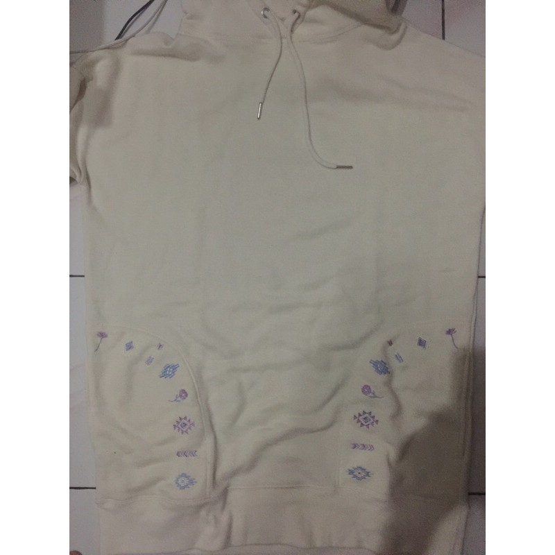 Hoodie lengan pendek wanita warna putih