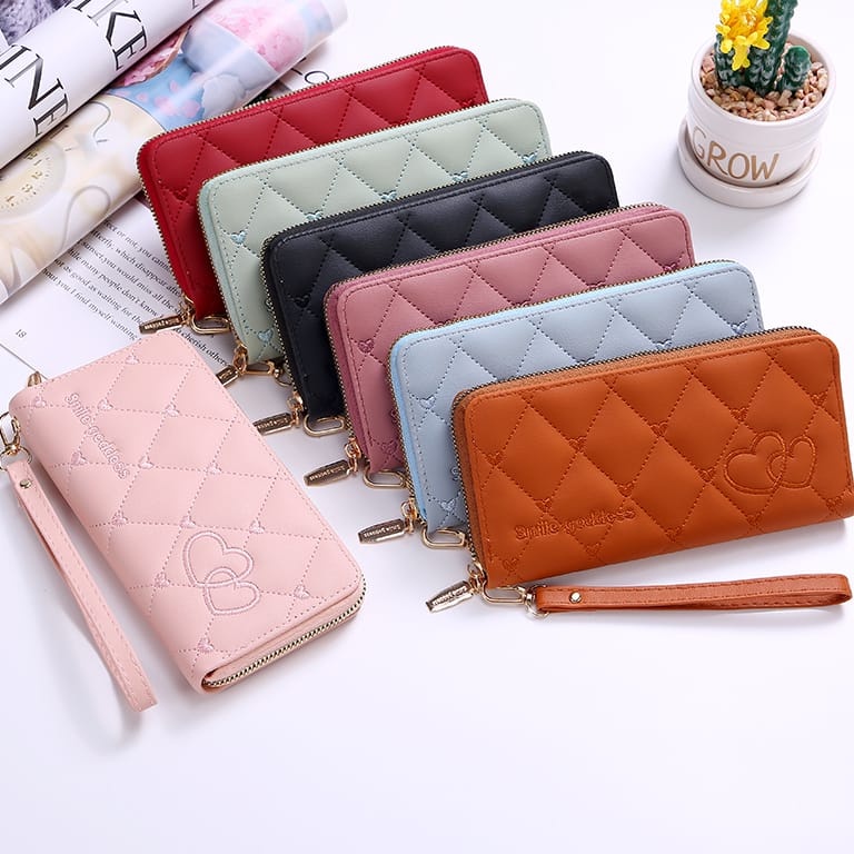 ASIN829 Dompet Wanita Dompet Panjang Pemegang Kartu Koin Bergaya D305 Dompet Wanita Trendy Import Cantik