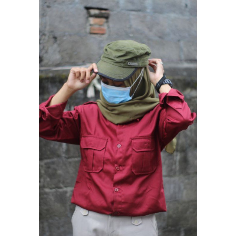 SERAGAM PDL/ PDH/ KORSA POLOS WARNA MAROON BAHAN JAPAN DRILL
