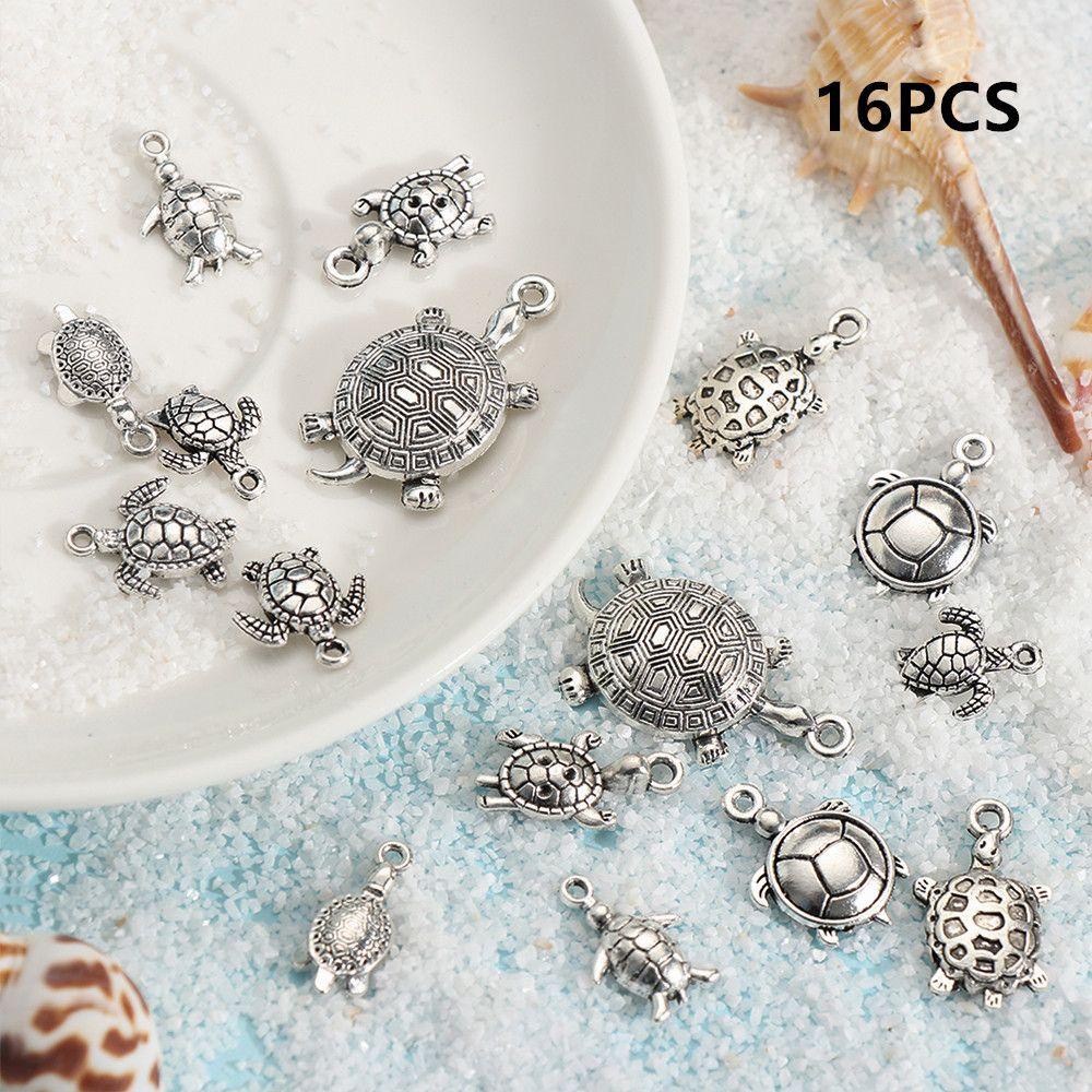 Nanas 16pcs Liontin Penyu Laut Alloy Ocean Jewelry Making Finds