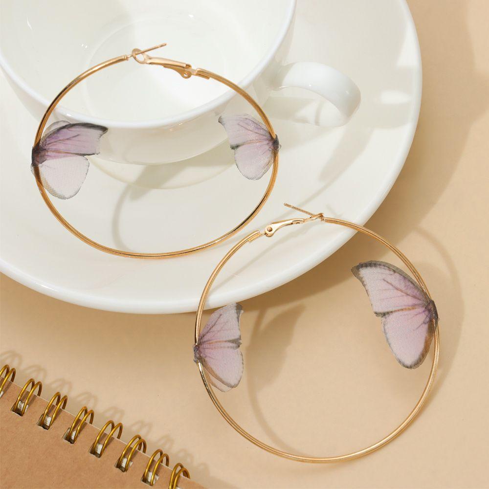 Solighter Anting Kupu-Kupu Ganda Hadiah Wanita Gadis Kasual Ear Hoop