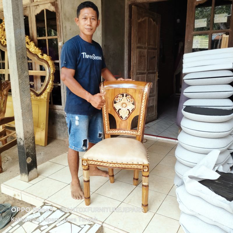 kursi makan jati ukiran mebel Jepara