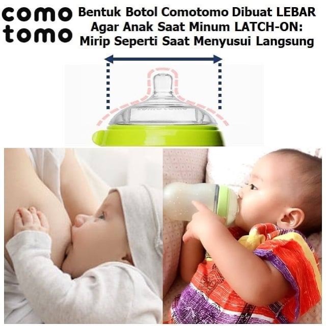COMOTOMO PINK/GREEN 150ML SINGLE PACK BOTTLE - botol comotomo | dot bayi