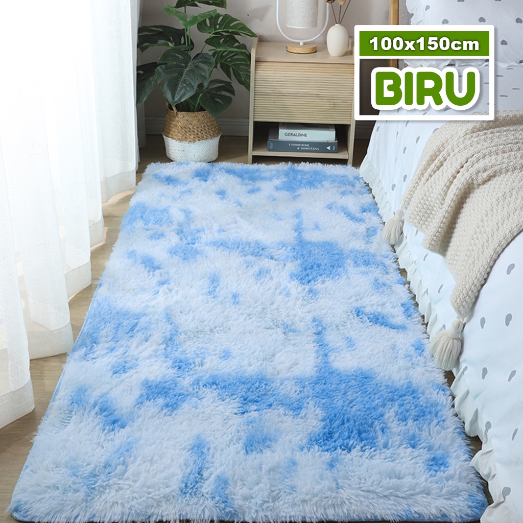 Karpet Bulu Anti Slip / Karpet Bulu Tebal Murah / Karpet Bulu Kekinian Minimalis / Karpet Bulat BerMotif Karpet Bulu Lantai Ombre Lembut (DD-3B)