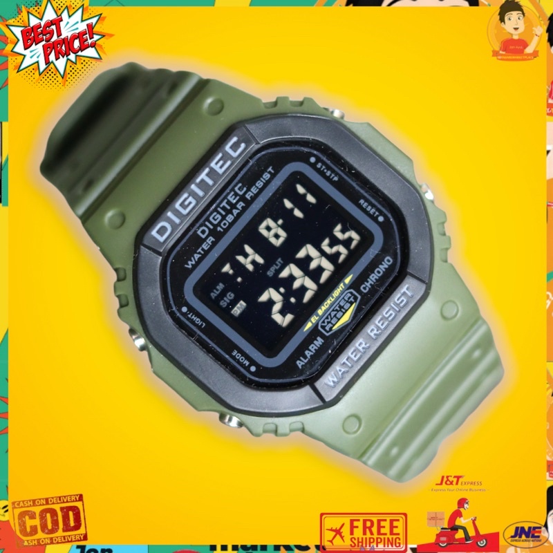 JAM TANGAN MERK DIGITEC SPORT, RUBBER DIGITAL, WATER RESIST/ANTI AIR
