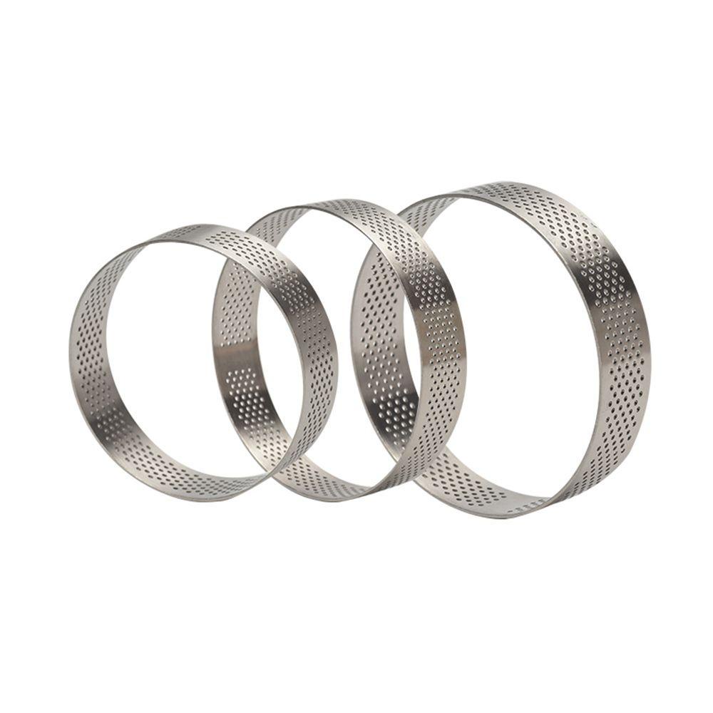 Cetakan Tartlet SOLIGHTER Bentuk Lingkaran Berlubang Bahan Stainless Steel