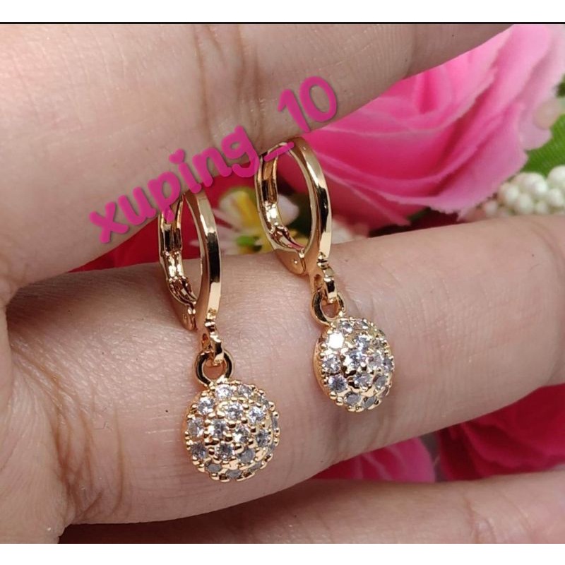 Perhiasan Xuping Anting Dewasa Motif Permata Bulat