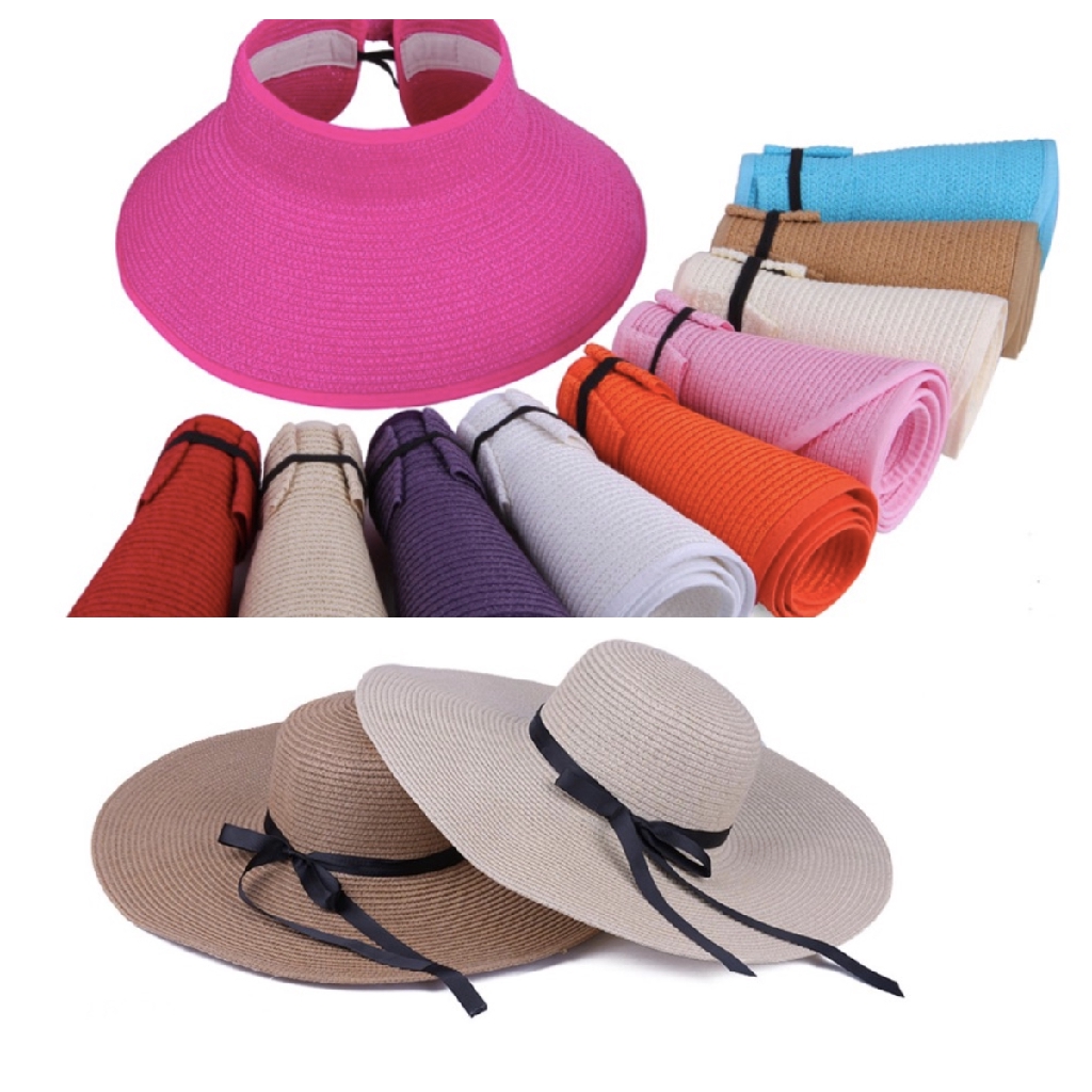 Topi Pantai Jerami Straw Hat Musim Panas Warna