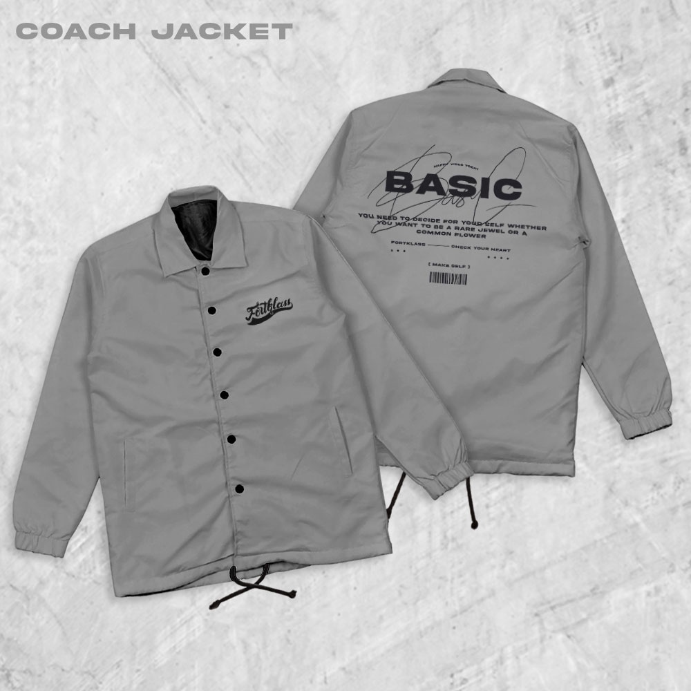 Fortglass Basic Coach Jaket Pria Outwear Unisex Parasut