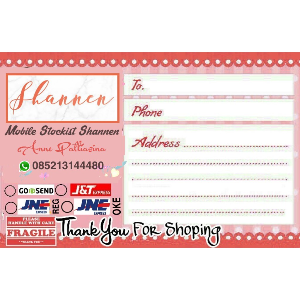 Label Pengiriman Shannen Shopee Indonesia