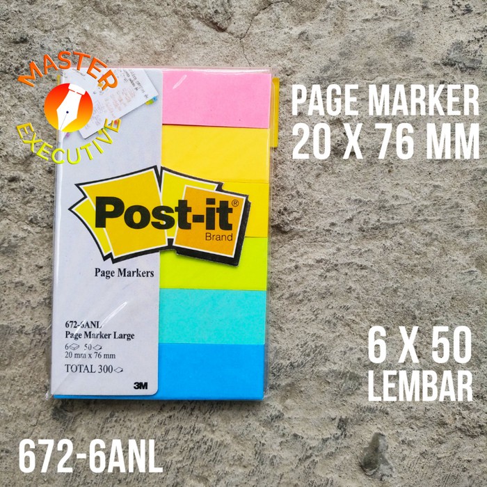 [Set] 3M Post-it Page Marker Large 672-6ANL U.S.A 20 x 76 mm - Penanda Buku