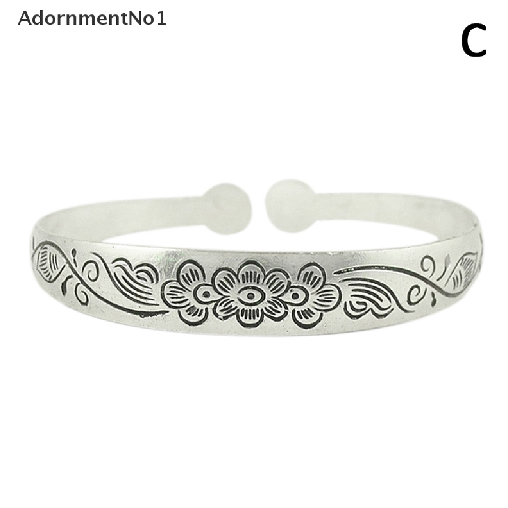 (AdornmentNo1) Gelang Bangle Terbuka Silver Tibet Ukiran Totem Retro Vintage