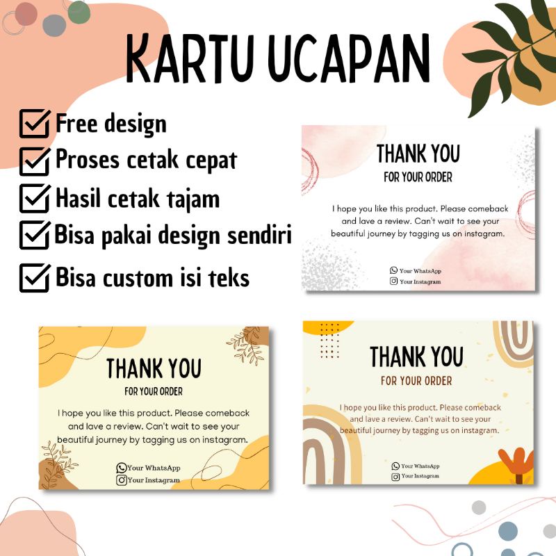Thank You Card Custom/Card Souvenir Custom