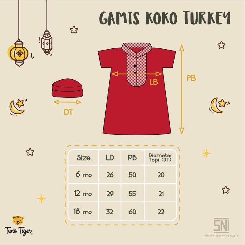 TWIN TIGER GAMIS KOKO TURKEY SET/koko bayi/Koko set anak