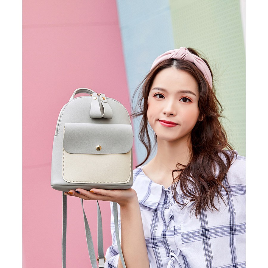 Tas Ransel Kulit Polos Backpack Lomenia Multi 2 Kombinasi Warna - TAS017