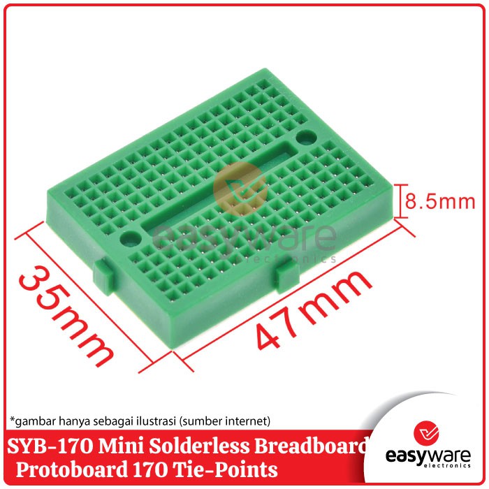 Breadboard SYB-170 Mini Solderless Breadboard Mini 170 titik Project board