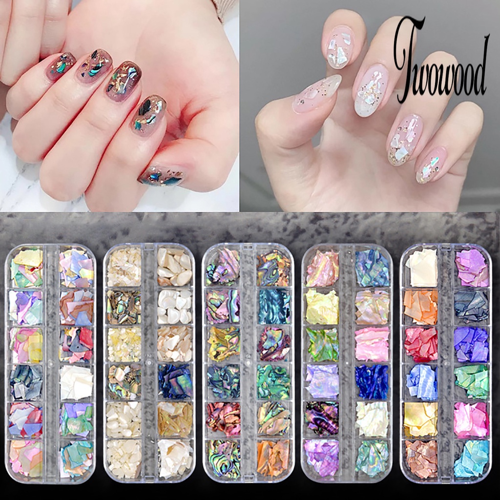 Twowood 1 Kotak Kuku Palsu Bentuk Asimetris Warna Cerah Untuk Dekorasi Nail Art DIY