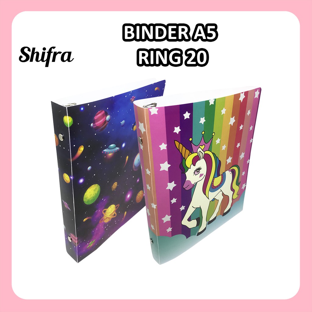 Shifra Binder Ring A5 Gambar Unik Unicorn Planet (Free kertas) dan Isi Kertas 100 Lembar Kenko (Terpisah)