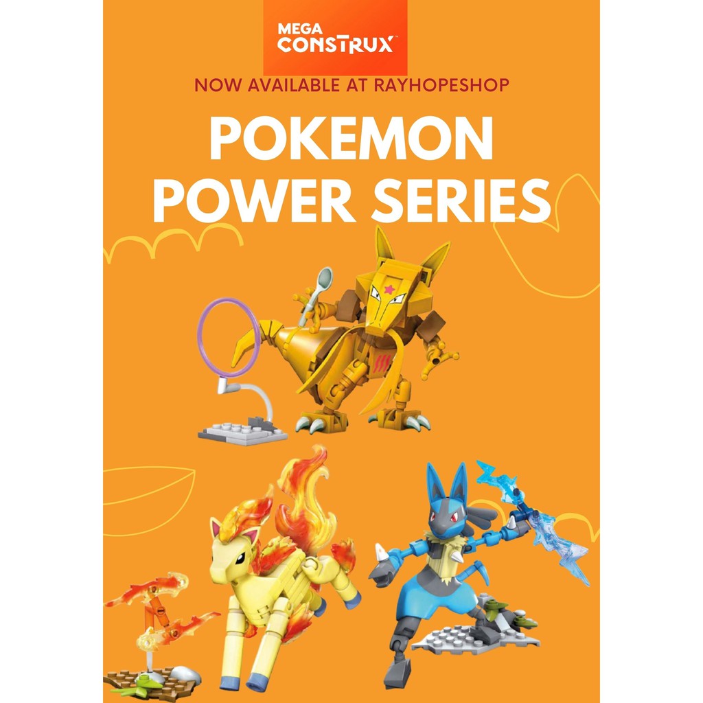 PROMO Mainan Anak Mega Construx Pokemon Original Lego Murah Power Seri Pack Ponyta Kadabra Lucario