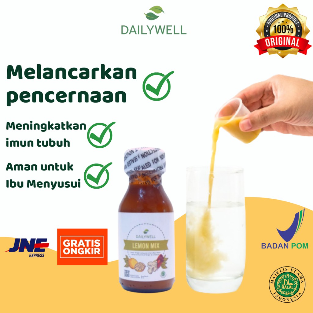 

Daily Shot Lemon Mix 60ml [ jamu campuran sari lemon, jahe dan kayu manis] herbal immune booster