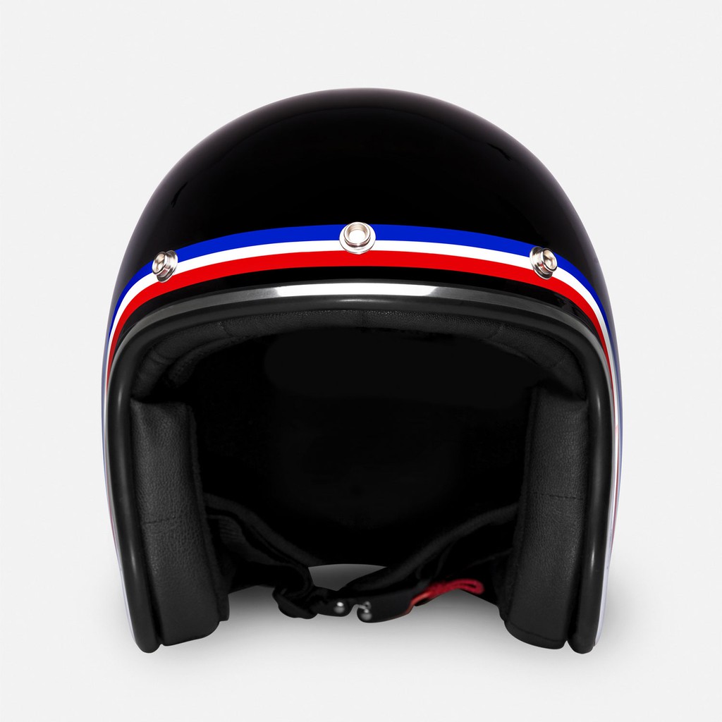 HELM RETRO ZULU ST.GERMANY HITAM GLOSSY LIST CHROME