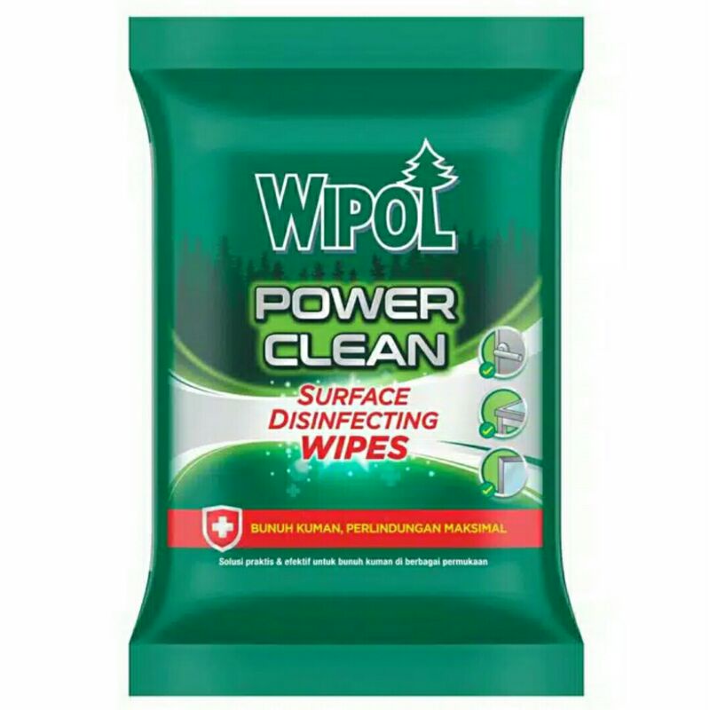 WIPOL WIPES TISU BASAH DISINFEKTAN POWER CLEAN ISI 10 LEMBAR